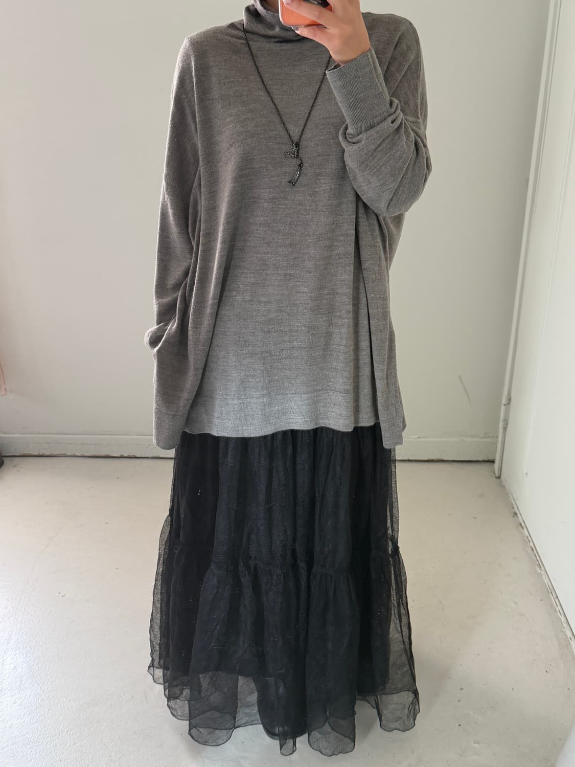 일본빈티지 그레이 니트 터틀넥 롱슬리브 상품이미지2