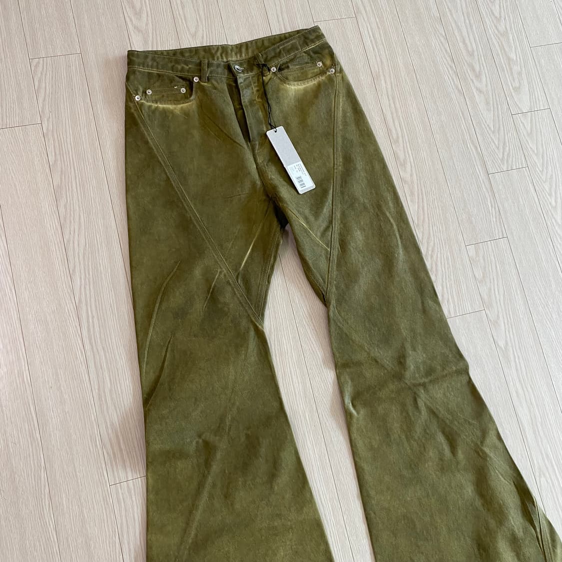 [31] 릭오웬스 다크쉐도우 포터빌 바이어스 부츠컷 세이지 그린 코팅 상품이미지3