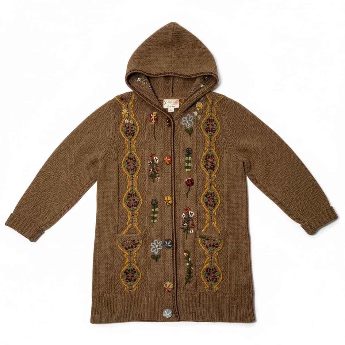 Vintage 빈티지 브라운 자수 후드가디건 L (빈티지) 상품이미지1