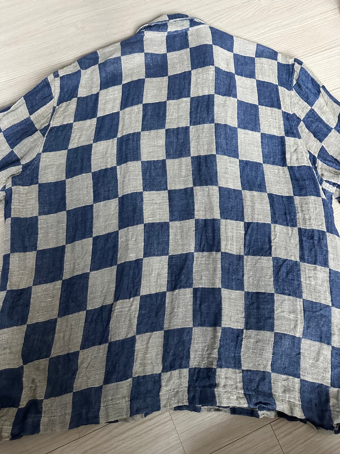 (L) 스투시 x 아워레가시 워크숍 박스 셔츠 블루 그레이 리넨 체크 상품이미지2