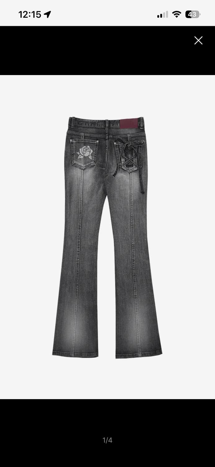 달링유어배드 로즈 바지ROSE BOOTS CUT DENIM # BLACK 상품이미지1