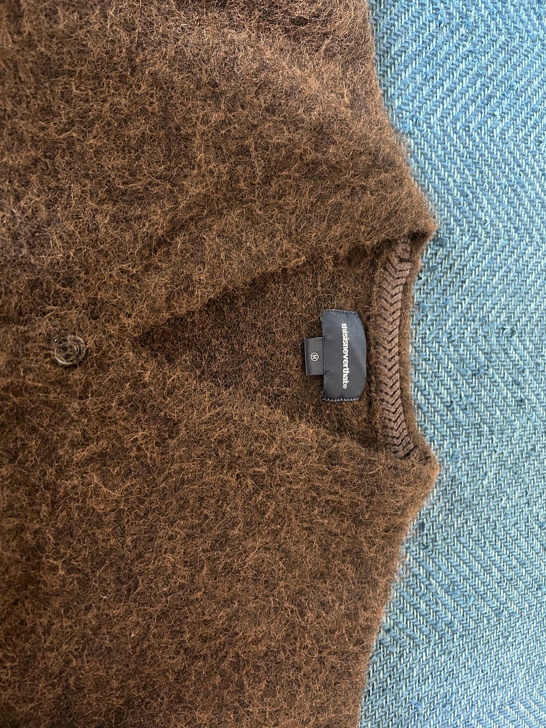 헤어리 니트 가디건 브라운 상품이미지3