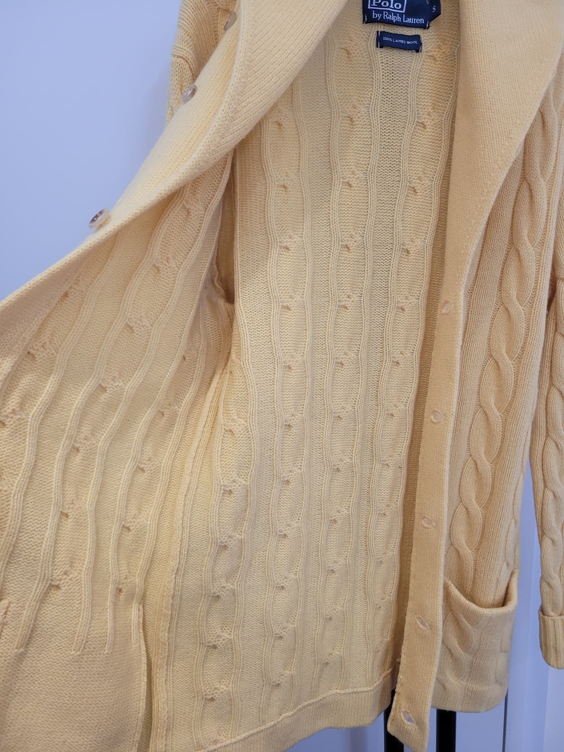 폴로 랄프로렌 램스울100 케이블 니트 숄카라 가디건 옐로우 S사이즈 상품이미지7