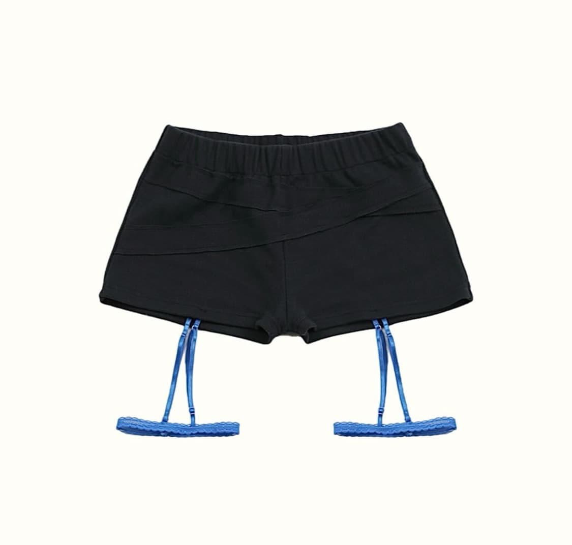 오스하이 가터 쇼츠 블랙 상품이미지1