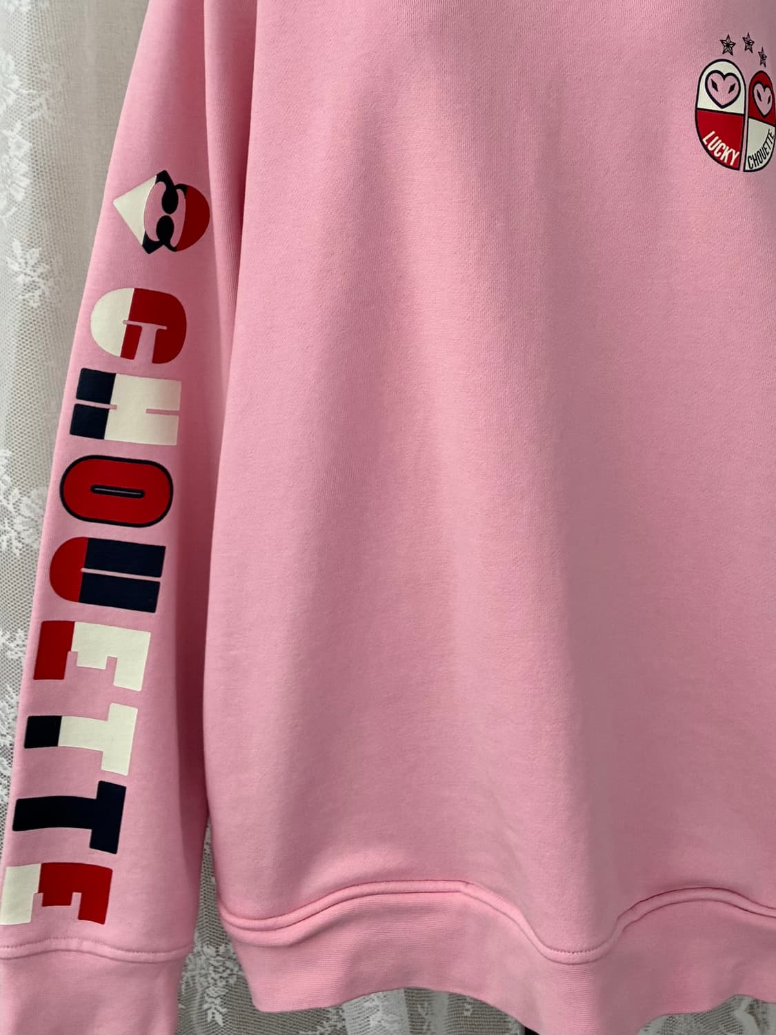 M) 럭키슈에뜨 오버핏 맨투맨 핑크 상품이미지3