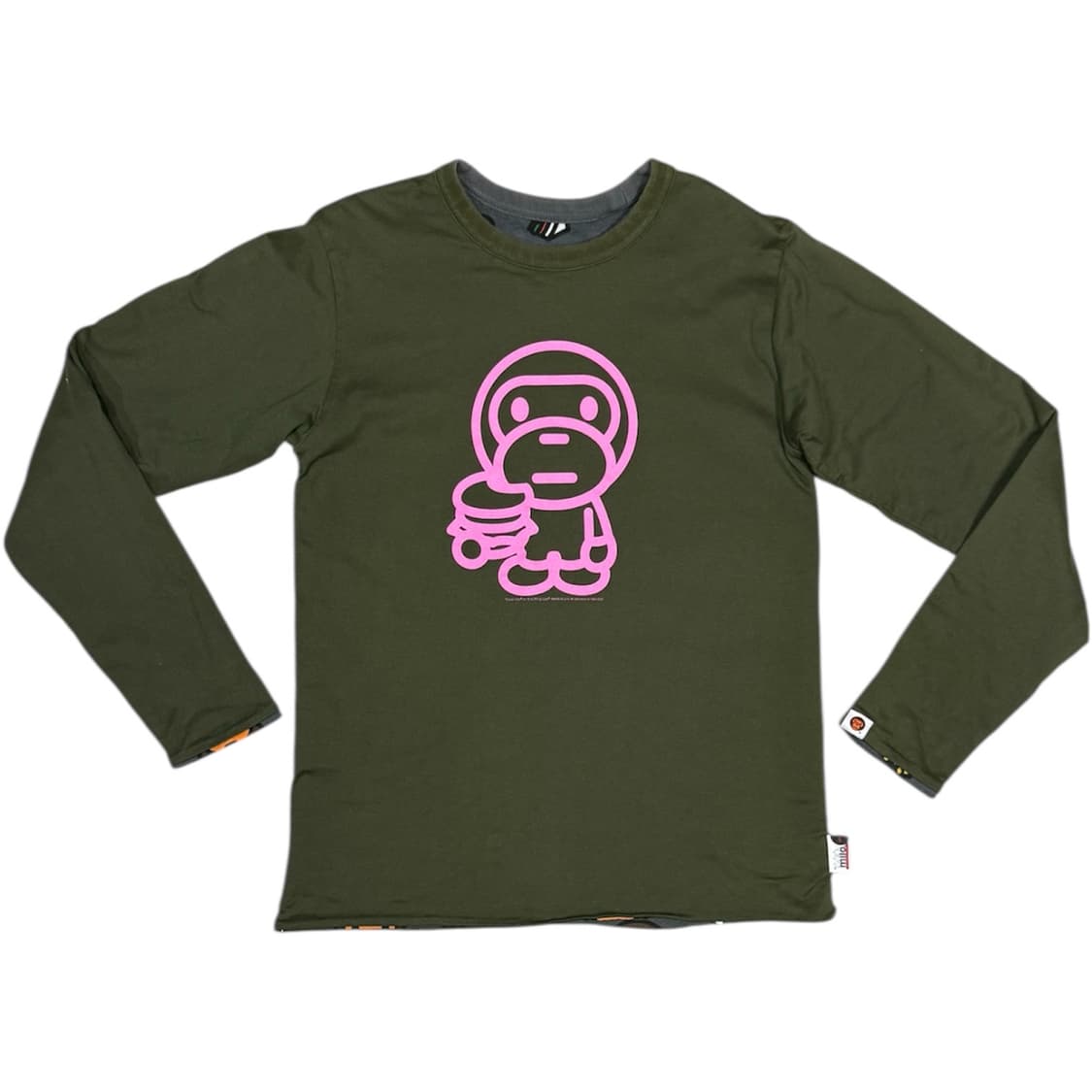 (1+1)2008 니고 시절 진짜 베이프 리버시블 마일로 롱슬리브 티셔츠 상품이미지2