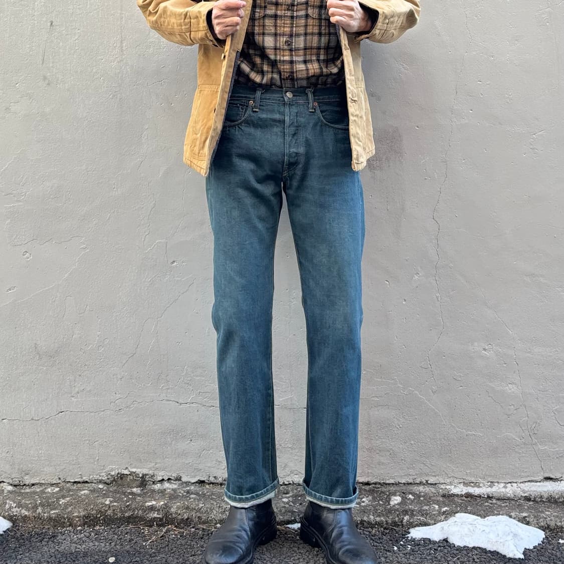 일본 타블로이드 뉴스 셀비지 데님 팬츠 상품이미지2