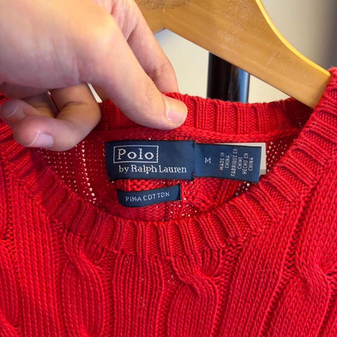 15197 - 폴로 랄프로렌 레드 케이블 반팔 니트 (피마 코튼) 상품이미지3