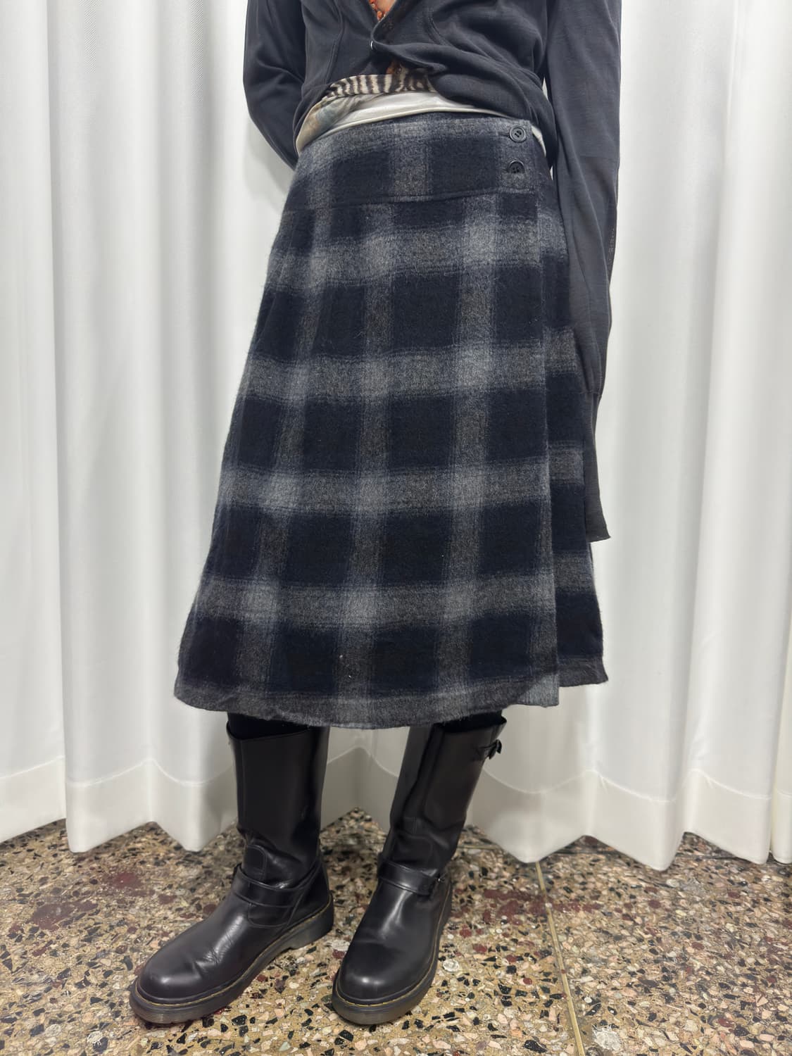 check midi wool skirt 상품이미지1