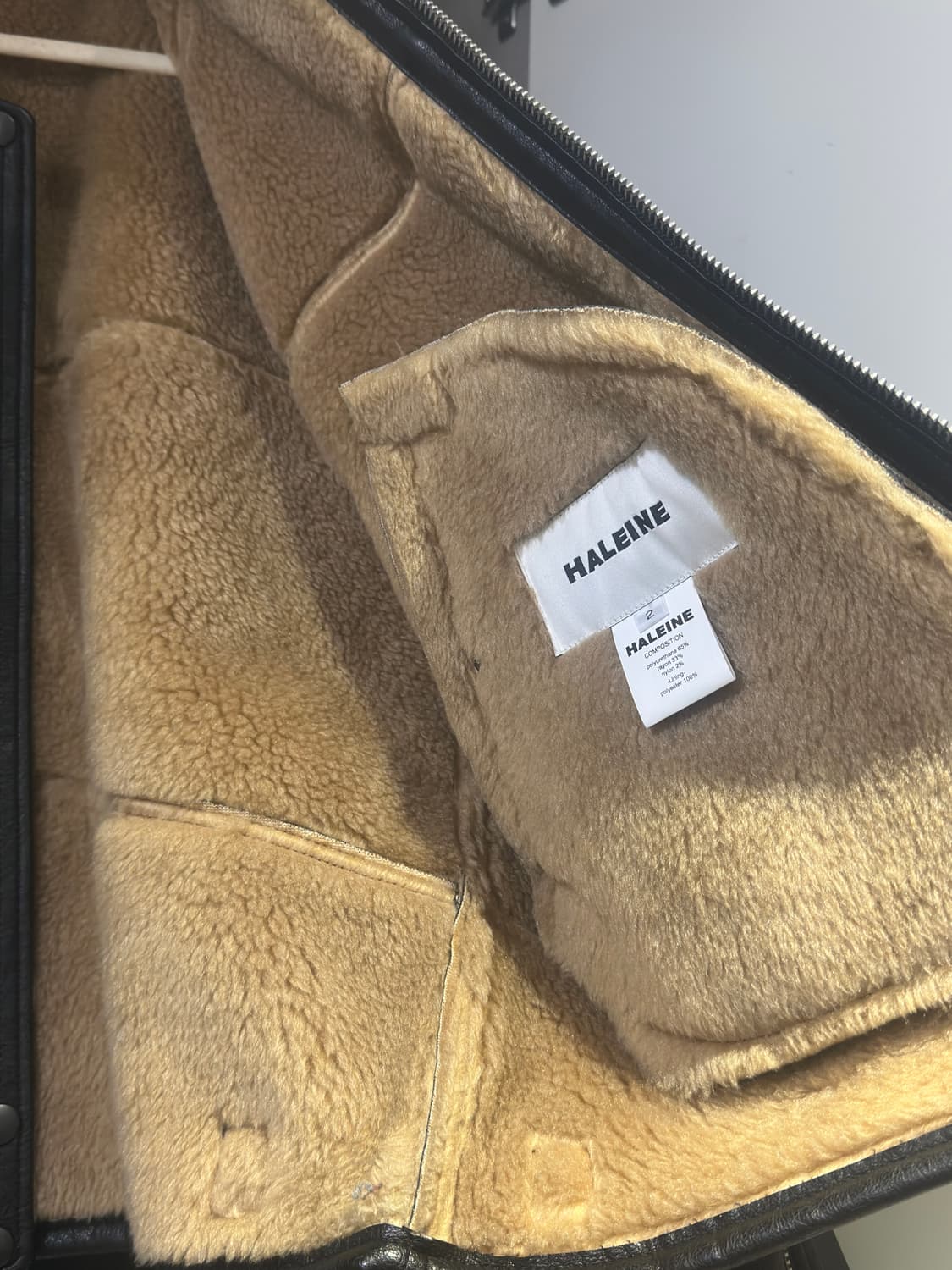 새상품)알렌느 무스탕 시어링 레더 자켓 브라운 2 사이즈 상품이미지2