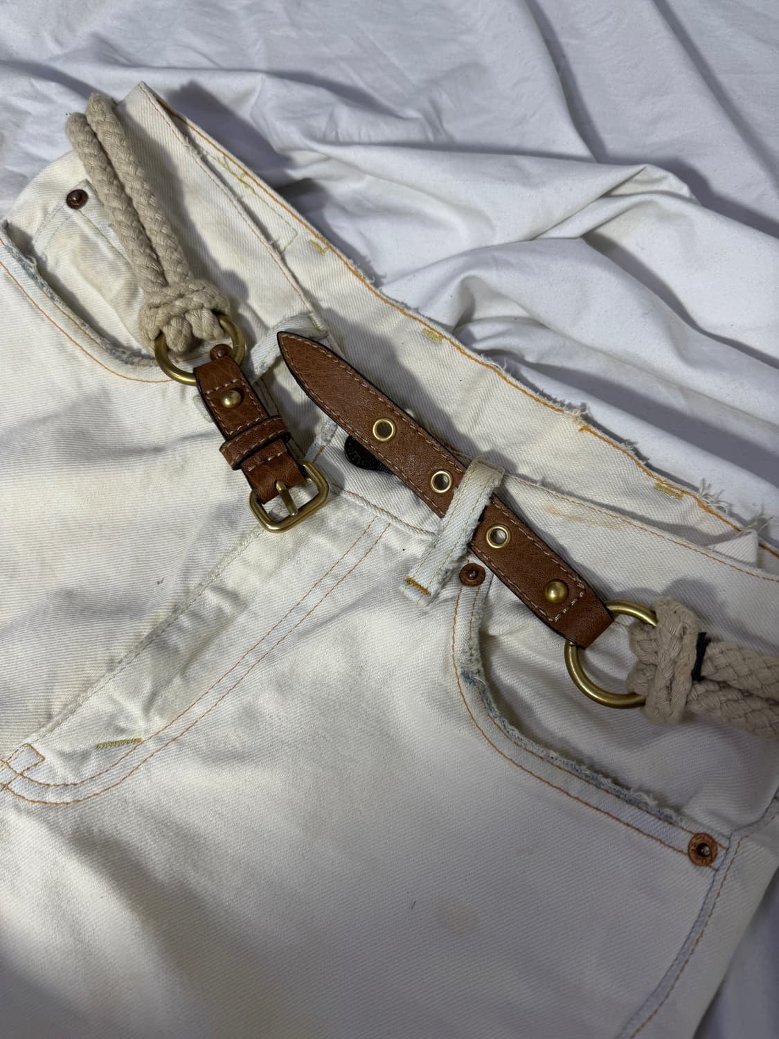 빈티지 로프 레더 믹스 벨트 상품이미지3