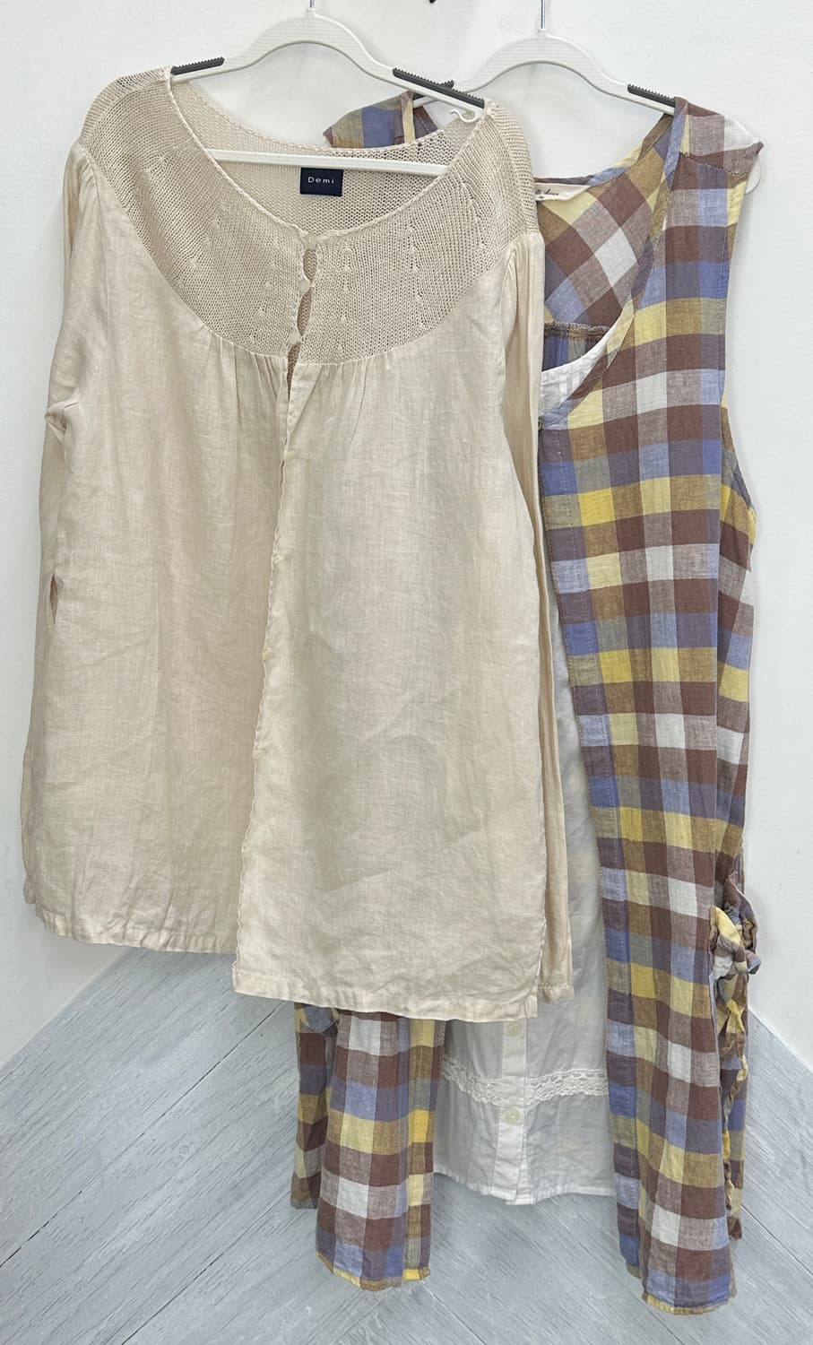 🍀하구미의 체크 모리걸 코디세트🍀 레이어드 원피스 러블리 그런지 상품이미지4