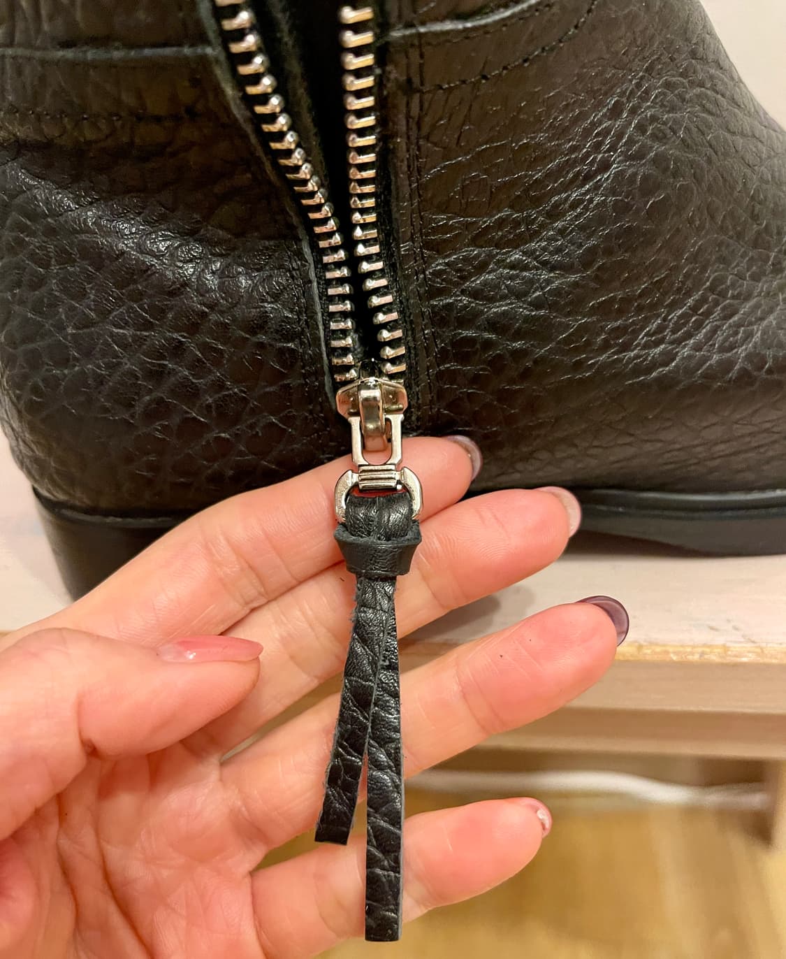 리얼 카우레더 지퍼 롱부츠 블랙 37사이즈(240) 상품이미지4