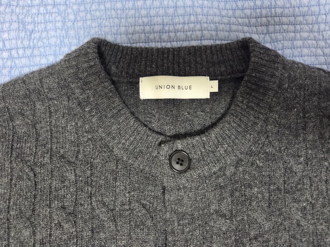 유니온블루 케이블 울 크롭 가디건 챠콜 L 상품이미지4