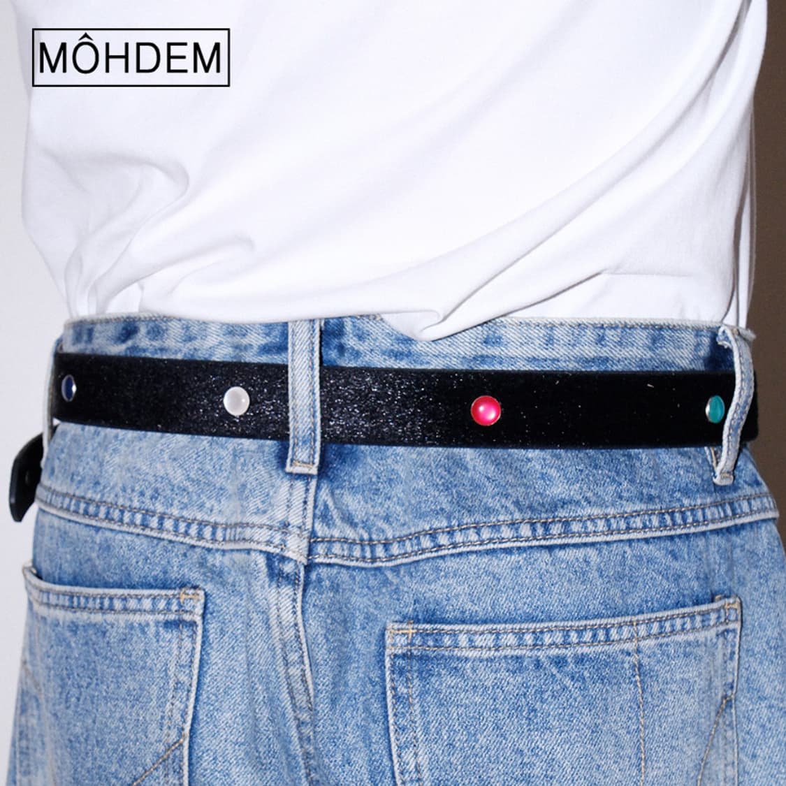[Unisex] 스터드 송치털 미니멀 가죽벨트 상품이미지1