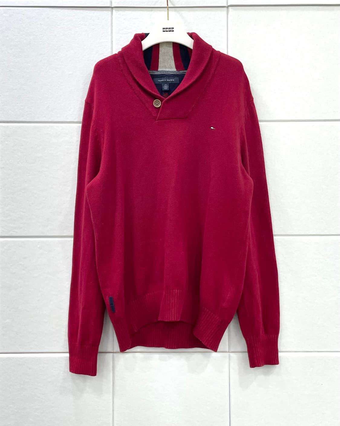 타미힐피거 숄카라 레드 니트 상품이미지1