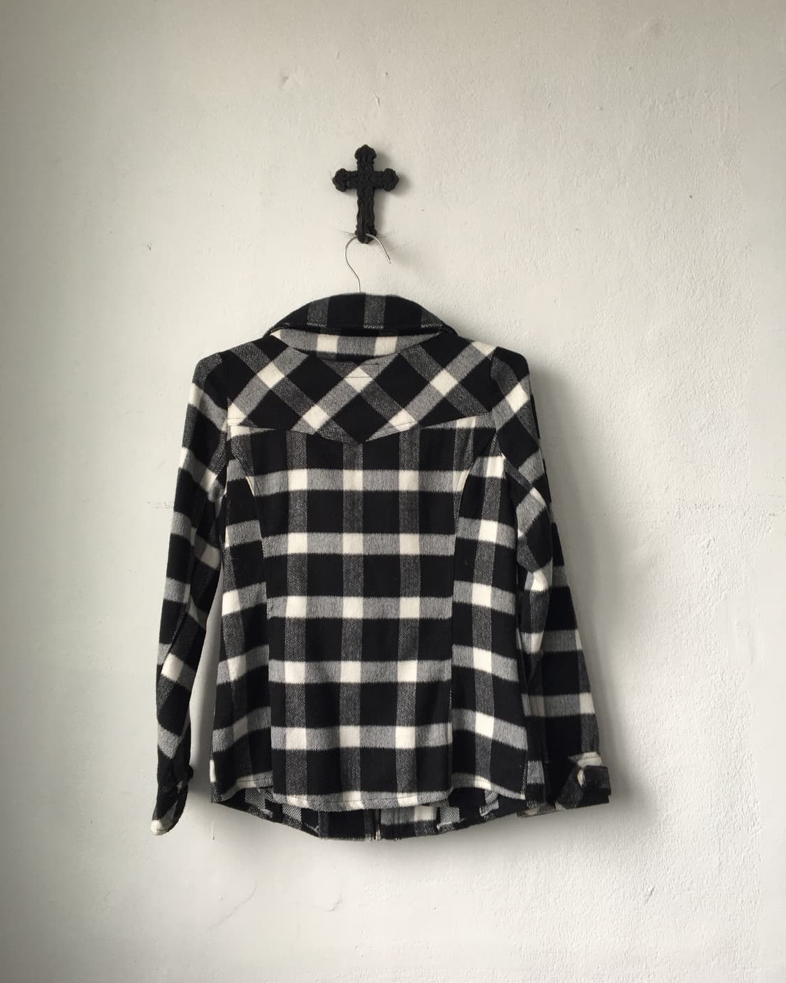 High neck check pattern woolen jacket 상품이미지3