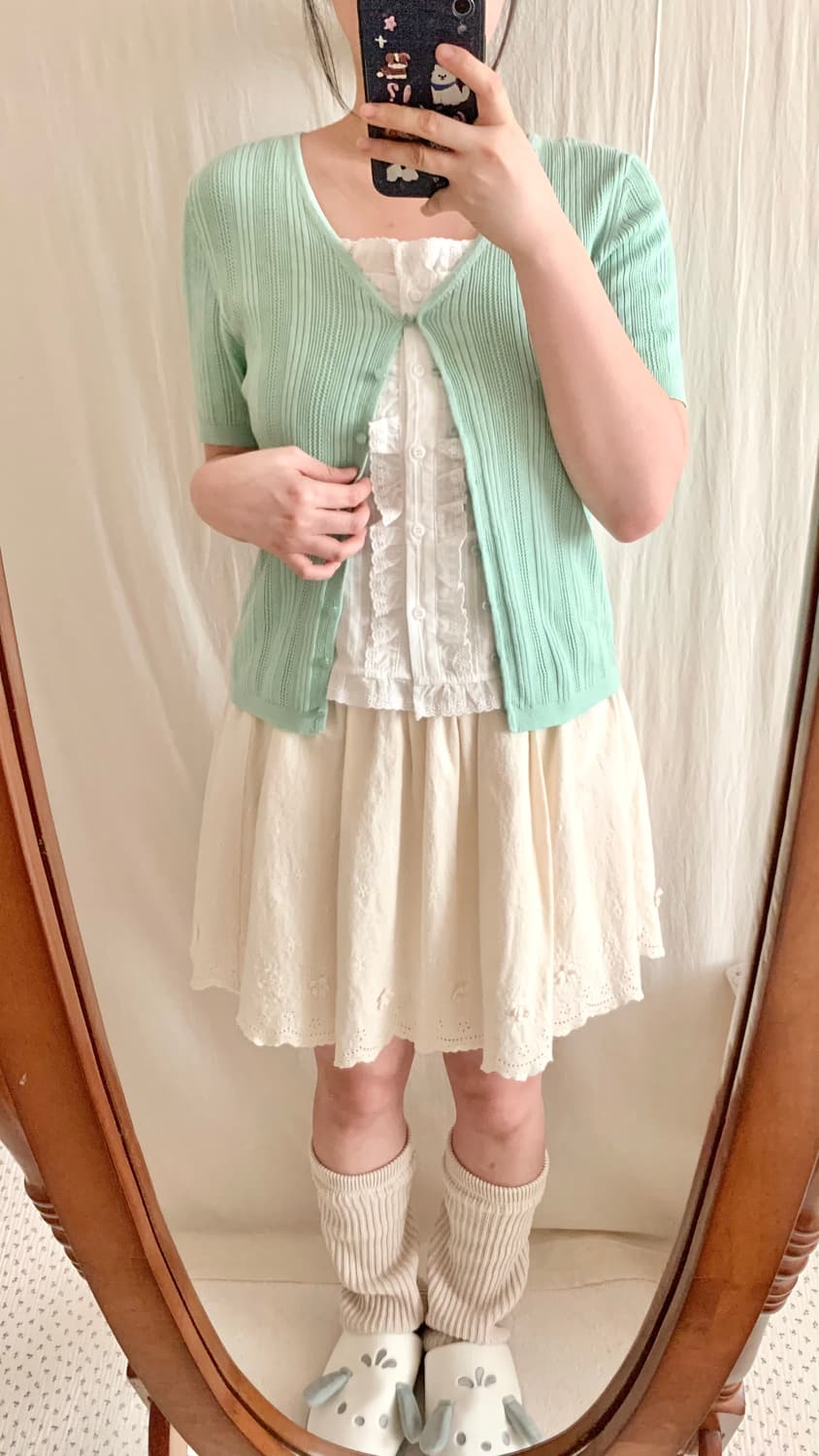 민트 니트 반팔 가디건 상품이미지4