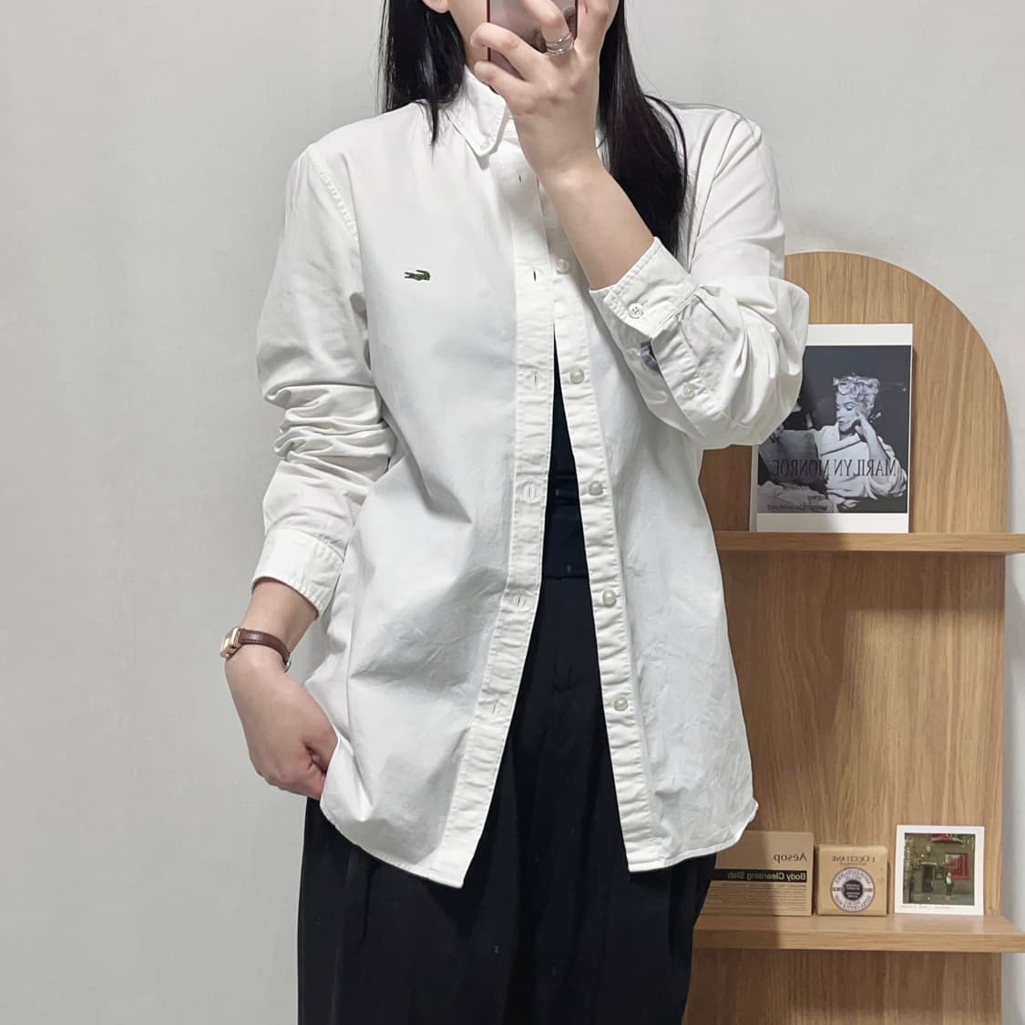 [정품] 라코스테 화이트 솔리드 셔츠 [ US S ] 상품이미지1