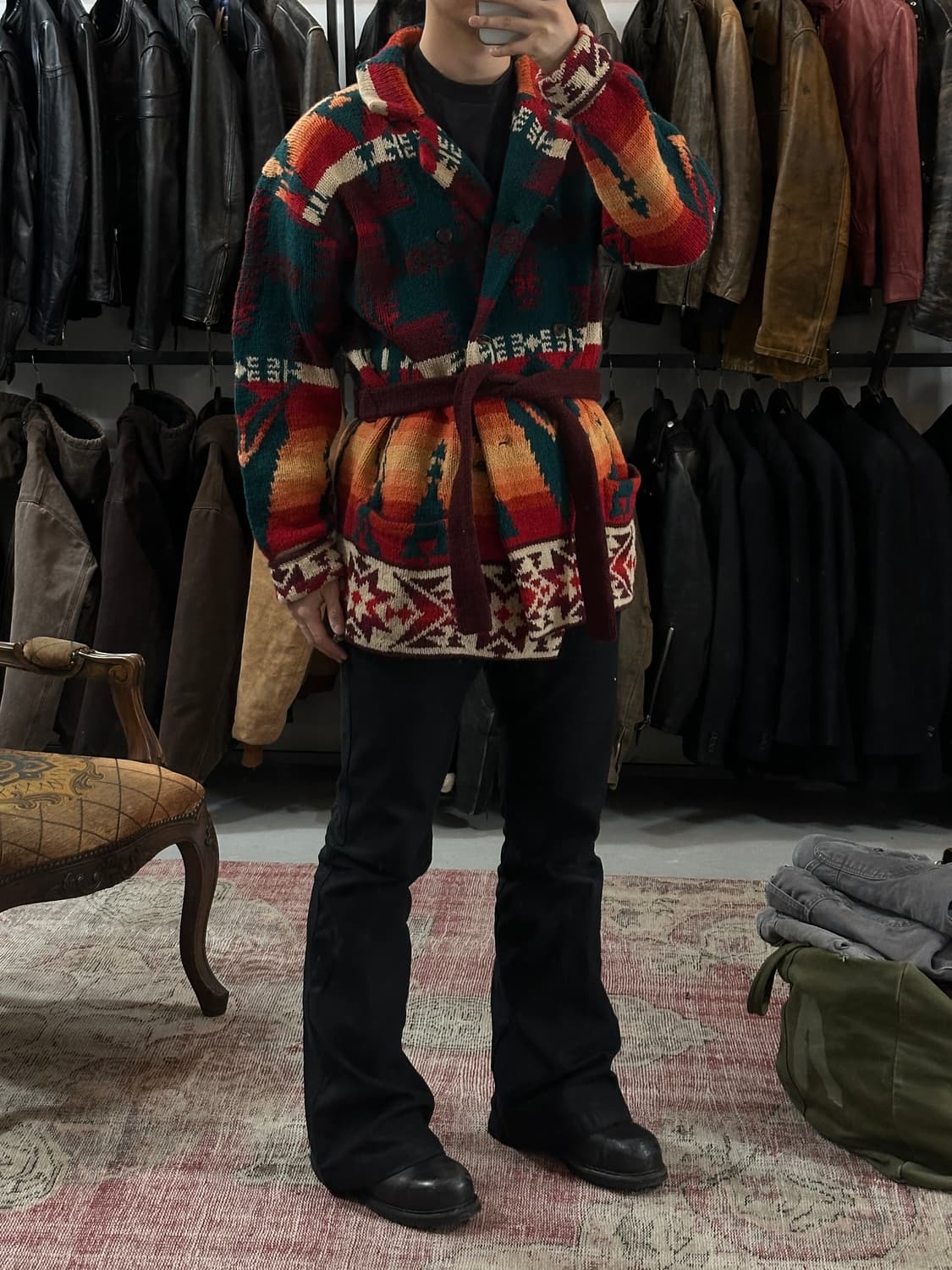 90's 폴로 컨트리 니트 로브 코트 더블알엘 나바호 상품이미지2