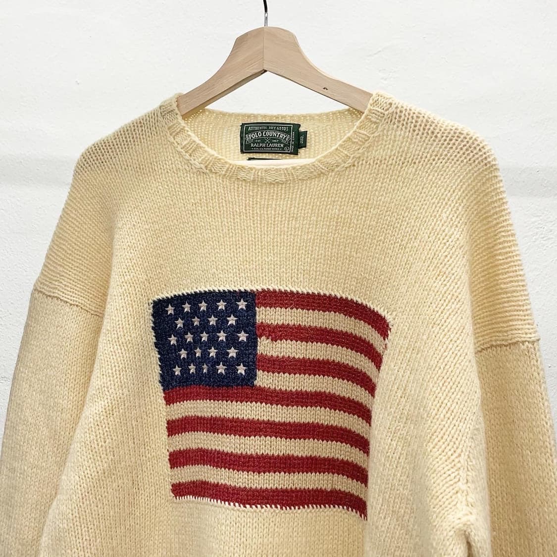 폴로 컨트리 아이보리 성조기 울 라운드 니트 상품이미지1