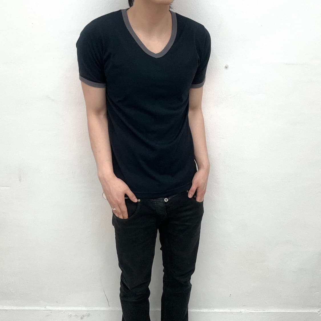 Semantic design navy black short 상품이미지1