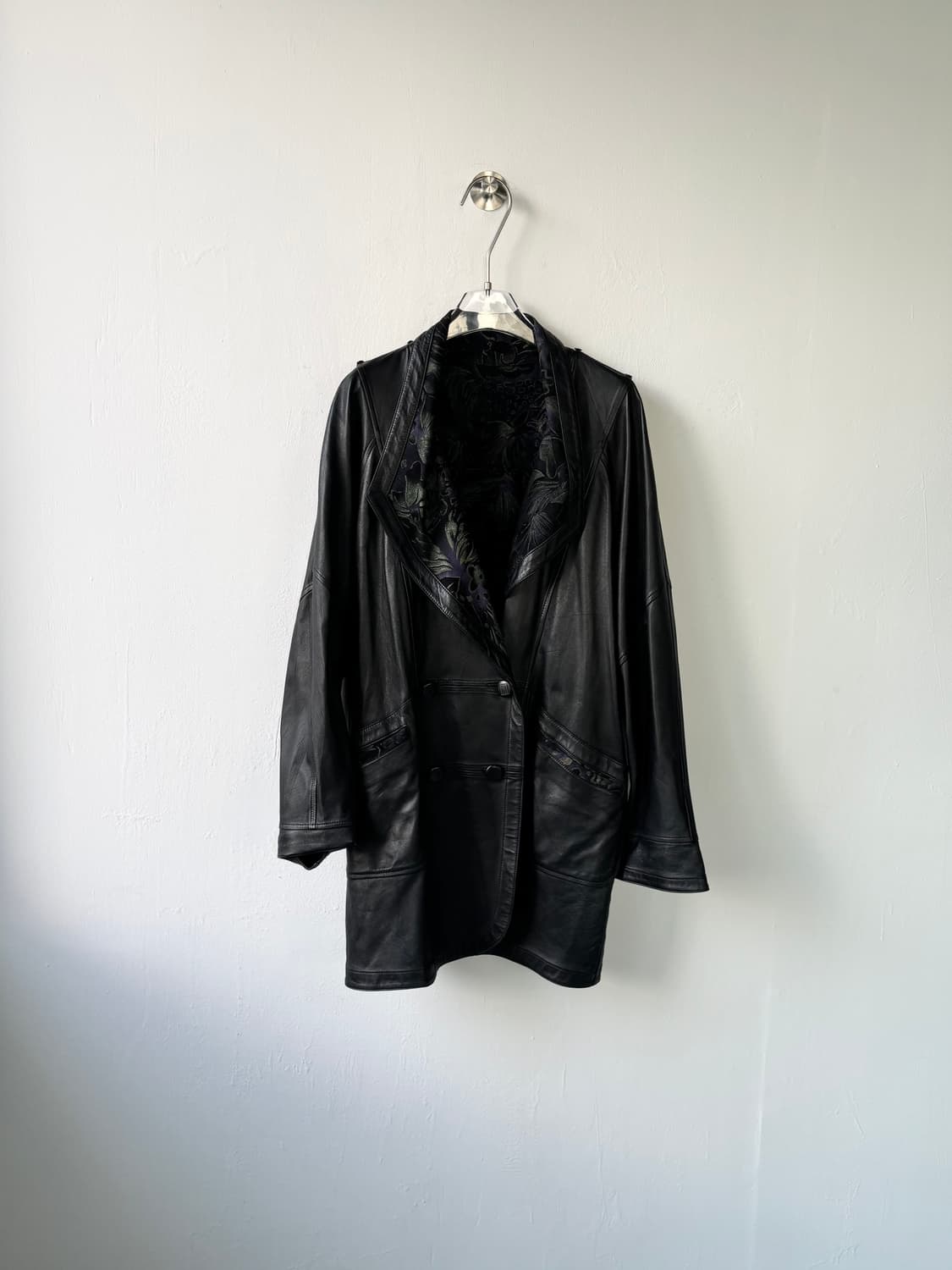 피에르 발망 아카이브 80’s 리버서블 자카드 레더 코트 상품이미지5