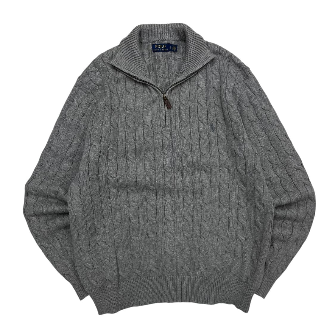 폴로 랄프로렌 그레이포니 그레이 꽈배기 반집업 니트 L 상품이미지2