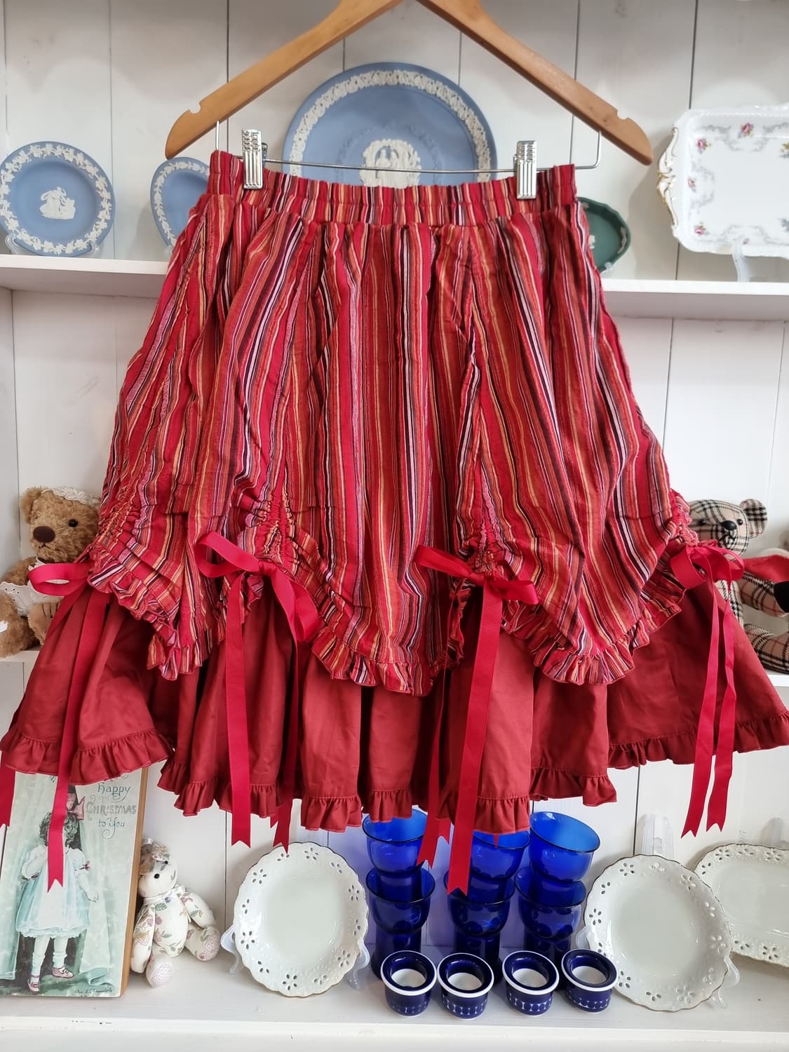 레드 스트라이프 리본 캉캉 스커트 상품이미지5