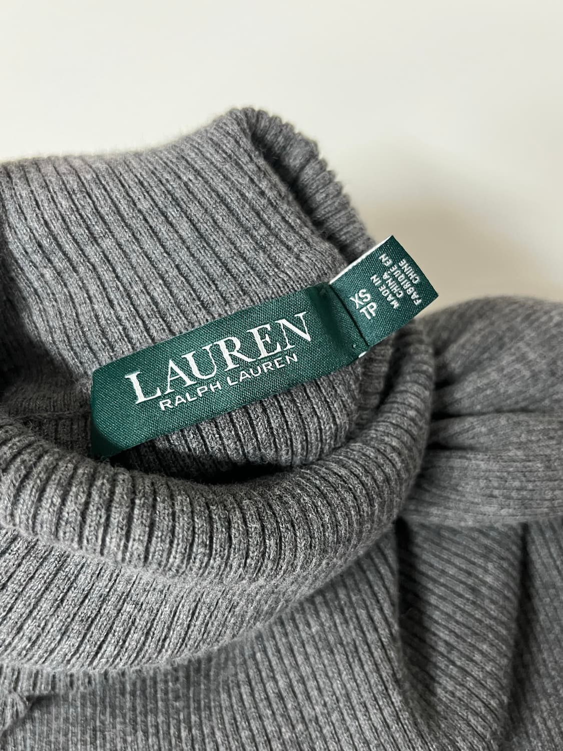 XS) 로렌 랄프로렌 퍼프소매 골지 폴라 니트 그레이 상품이미지3