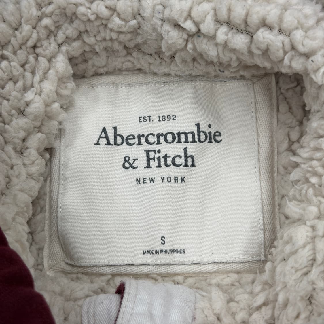 아베크롬비 빈티지 쉐르파 버건디 딱붙핏 단추 후드집업 Y2K 자켓 S 상품이미지4