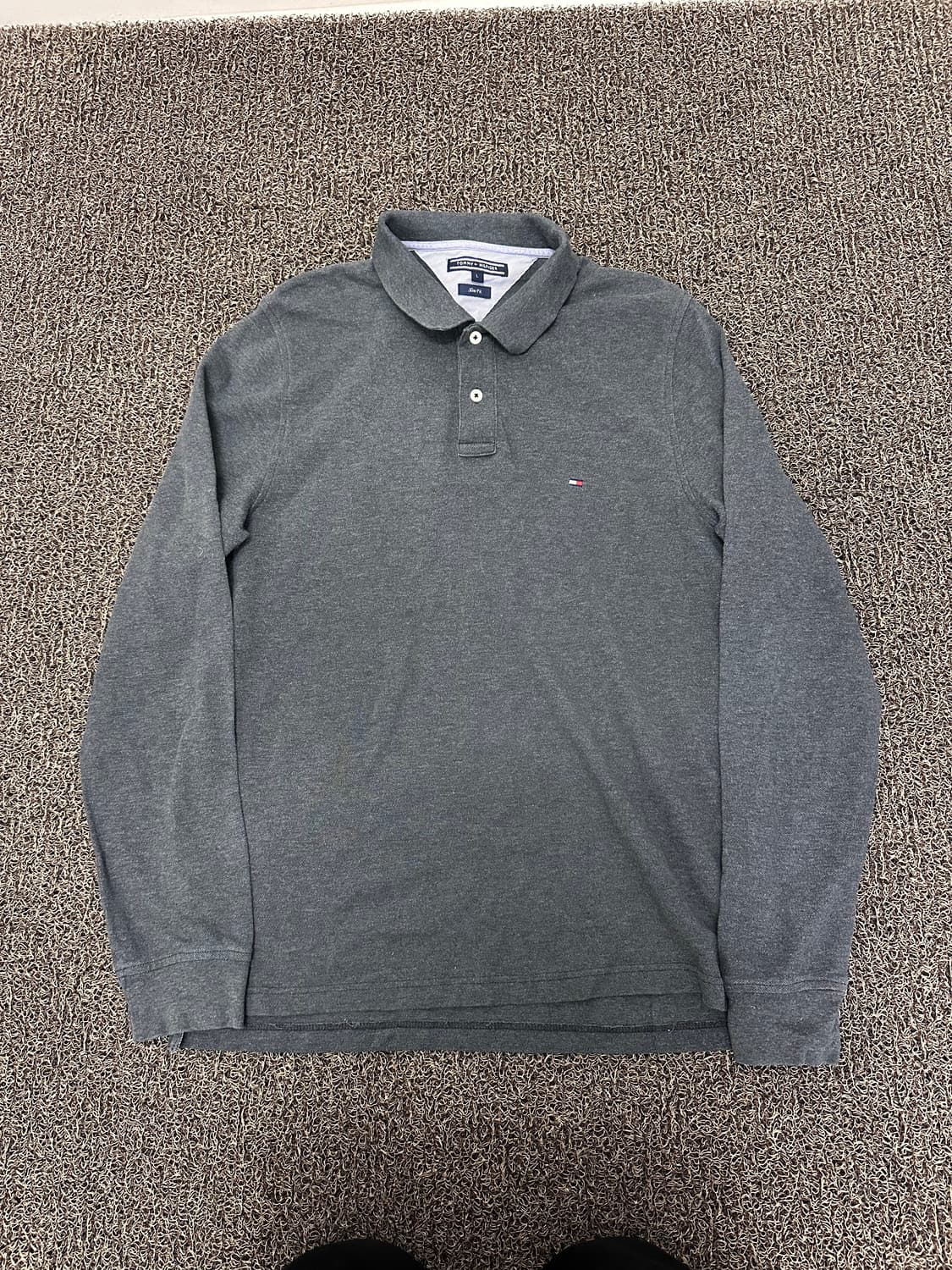 타미힐피거 카라티 긴팔티셔츠 차콜 L 상품이미지1