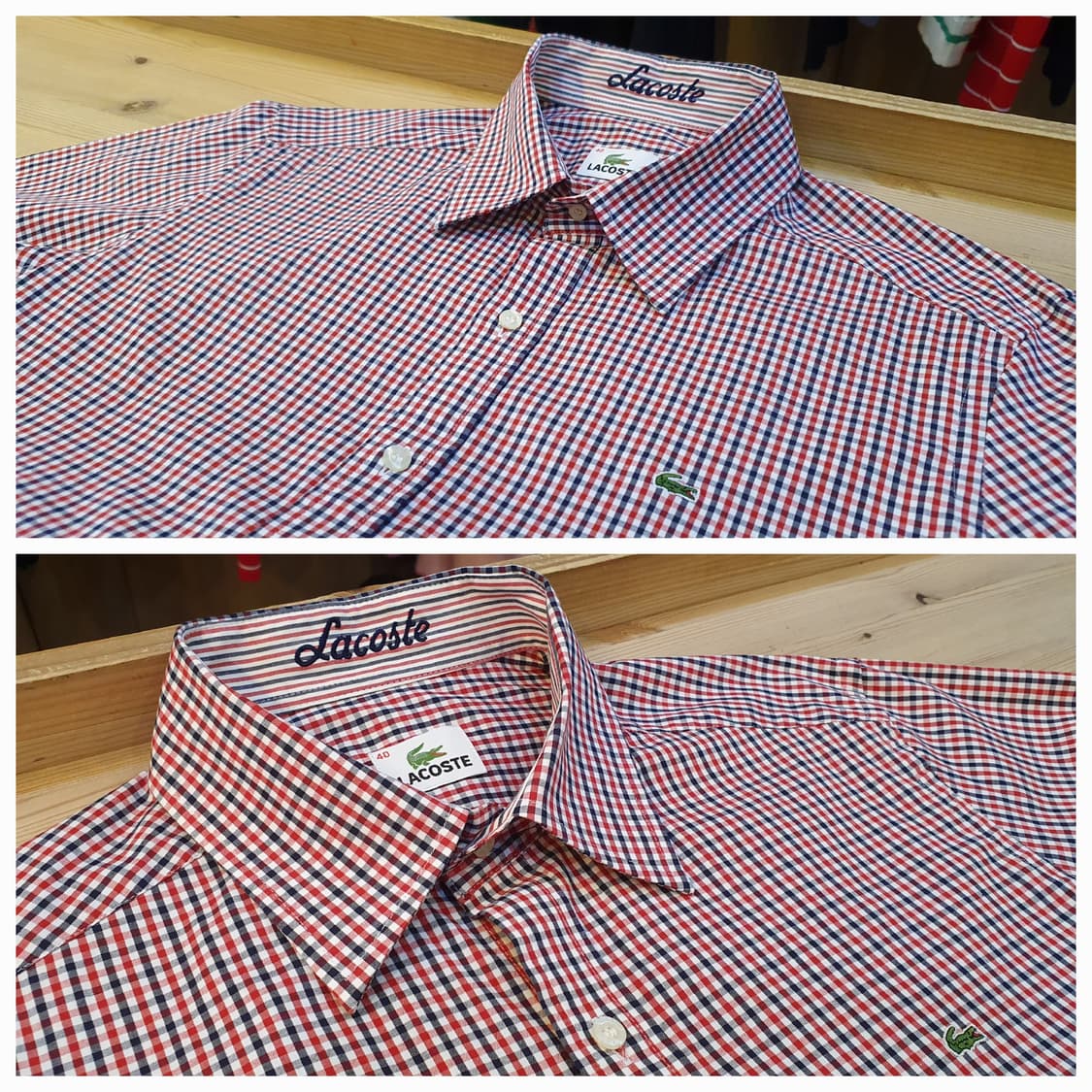 100.라코스테 스판 체크셔츠  상품이미지3