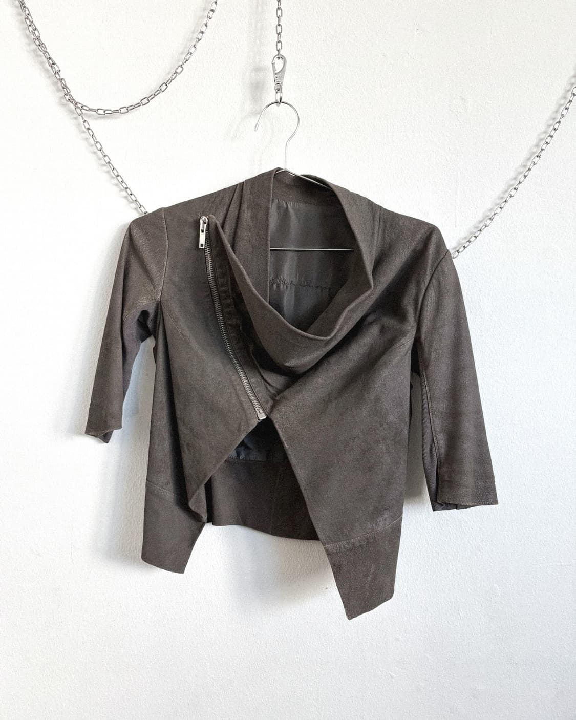 릭오웬스 2012 하이넥 드레이프 하프슬리브 바이커자켓 상품이미지7