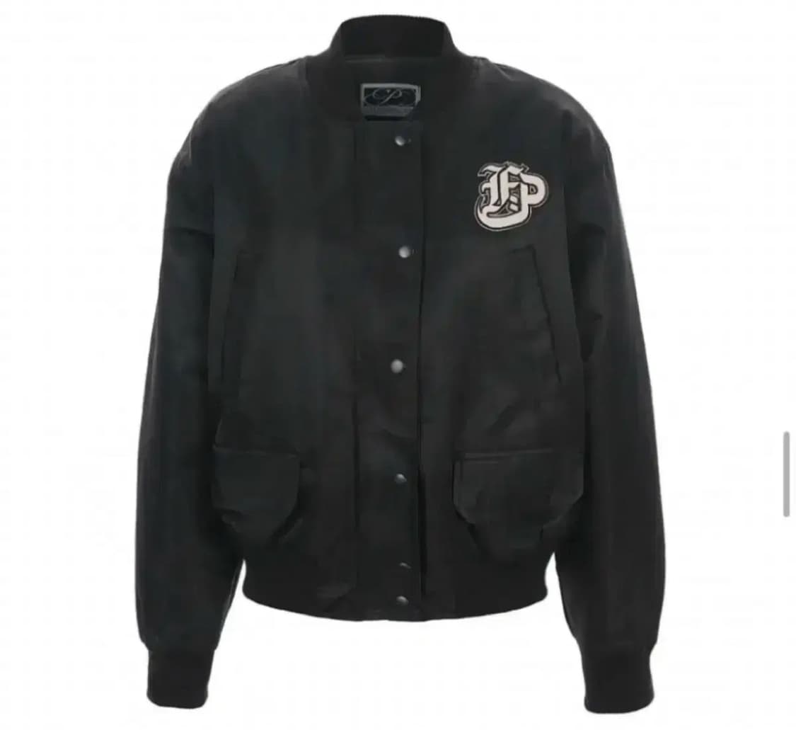 플리즈노팔로우 바시티 자켓 블랙 상품이미지3