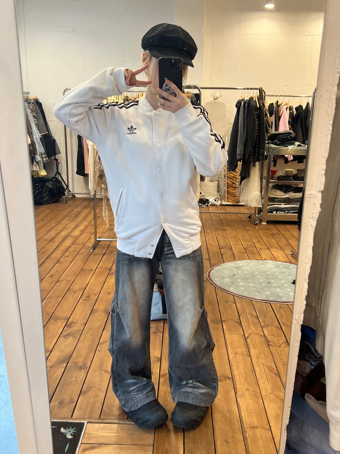 아디다스 화이트 파이어버드 베이스볼 자켓 상품이미지1