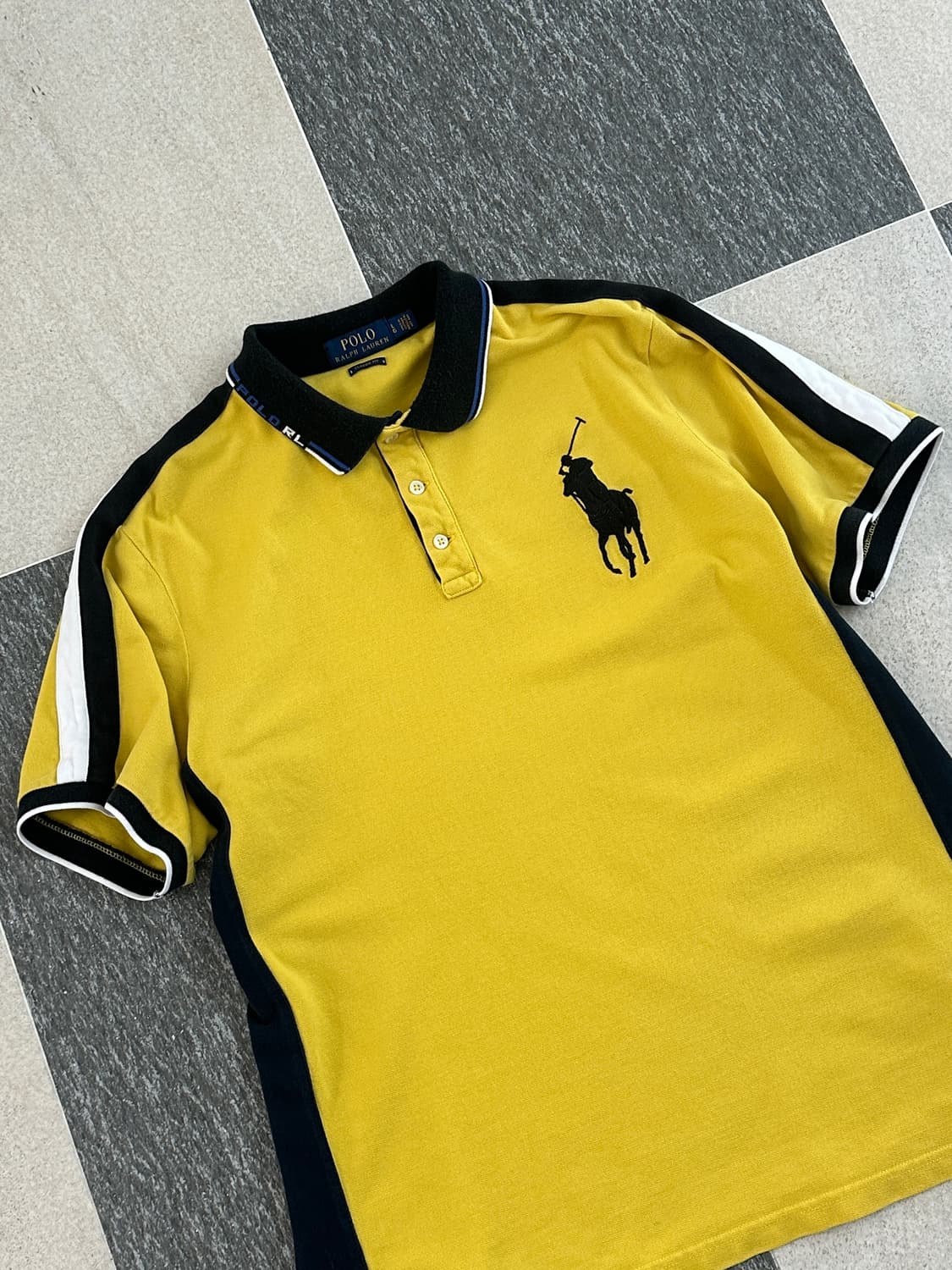 폴로 랄프로렌 옐로우 배색 빅포니 카라 티셔츠  상품이미지3