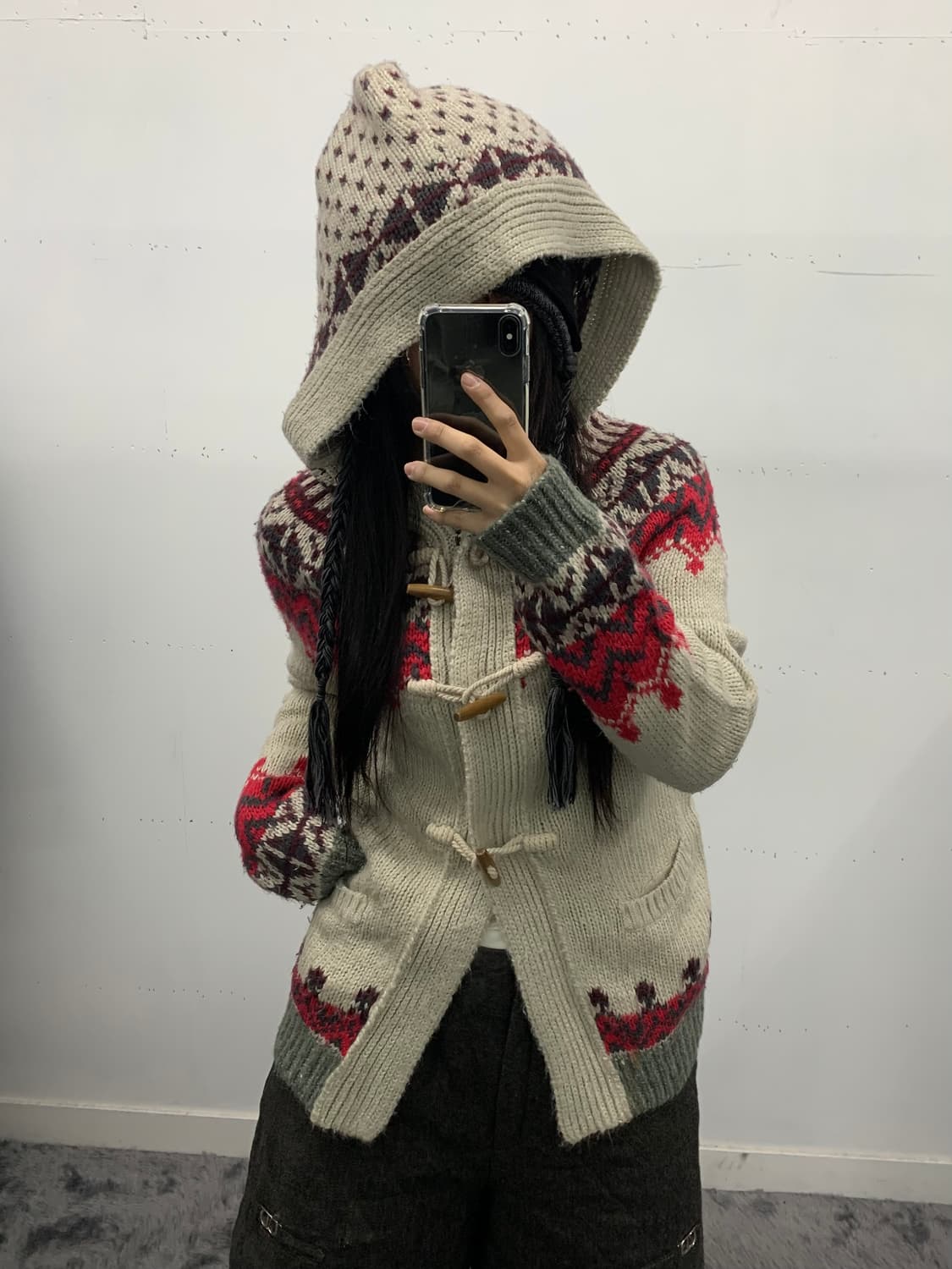 Thursday island 노르딕 떡볶이 후드 가디건 상품이미지1