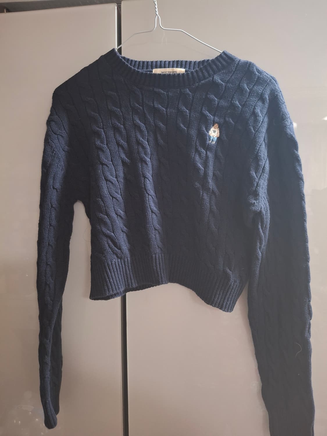 [Who A U]네이비 케이블 크롭 니트(M,면100%,컨디션상) 상품이미지7