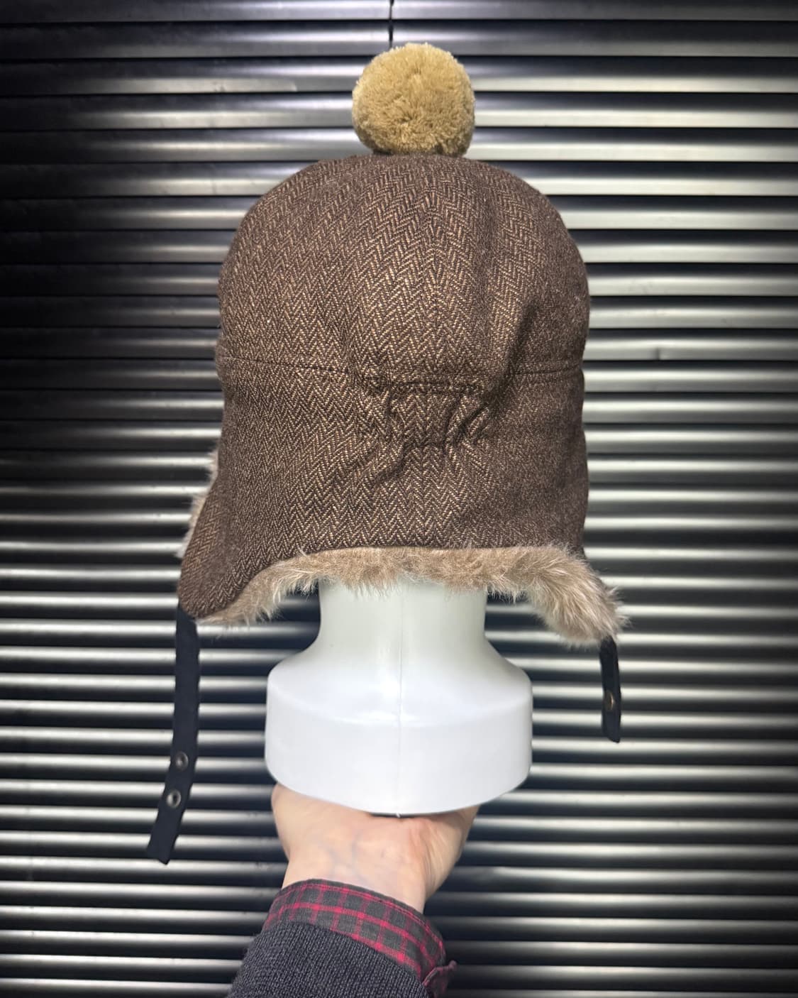 모비토 방울 모자 트루퍼햇 울 헤링본 털 등산 방한 골프 귀달이 스키 상품이미지5