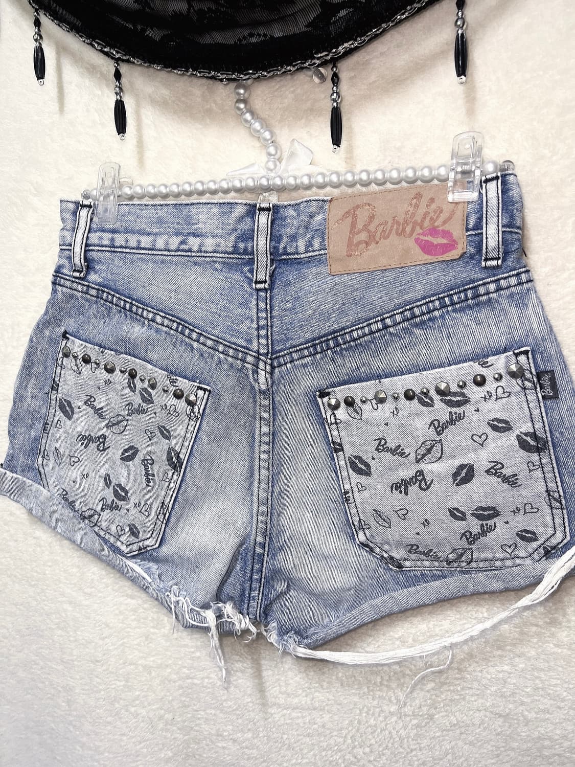 바비 오네갸루 y2k 와투케 00 키치 펑크 스터드찡 데님숏팬츠 청반바지 상품이미지1