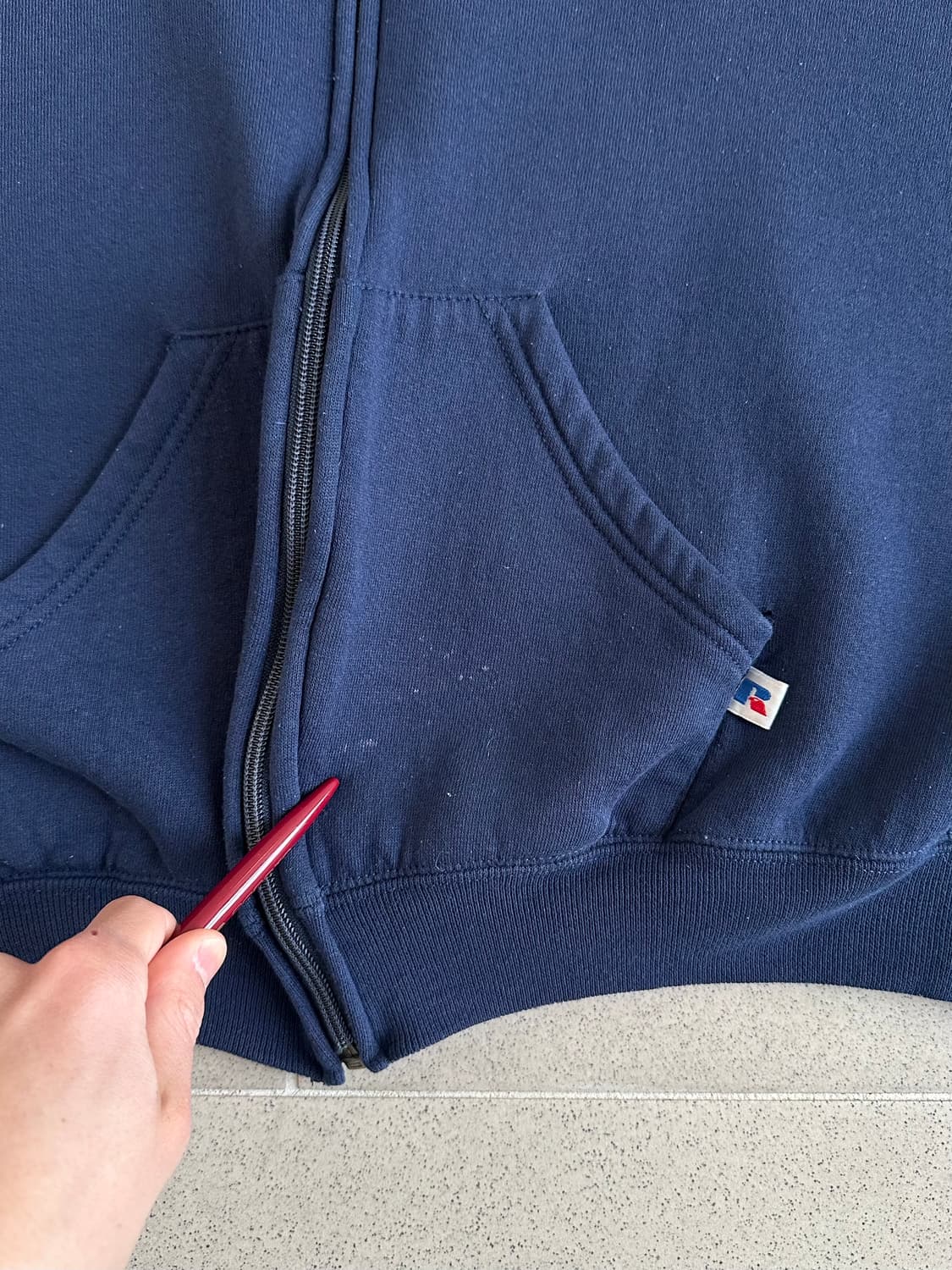 90s 빈티지 러셀 후드집업 네이비 XL 상품이미지7
