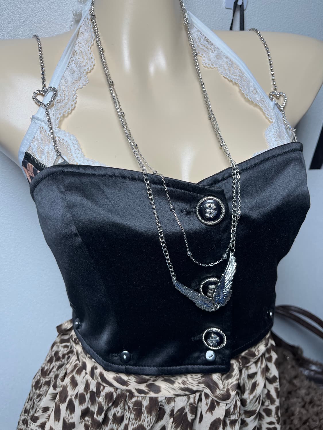 빈티지 갸루 호피 나시 원피스 탑 상품이미지2