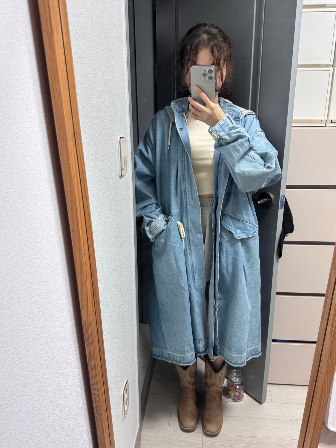 데님 롱 사파리 점퍼 상품이미지1
