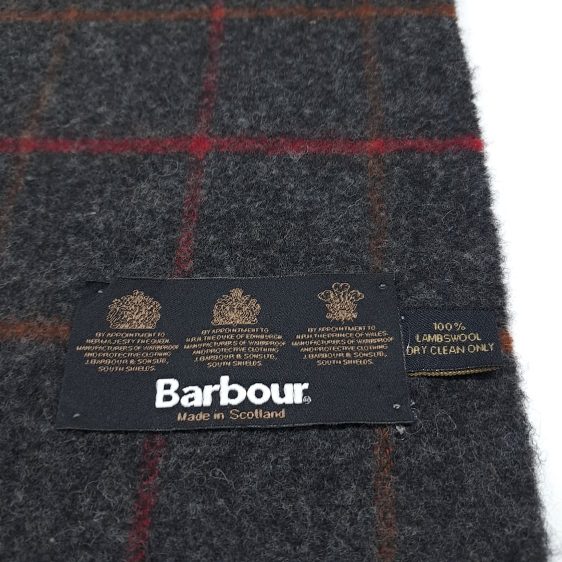 MX531 바버 90s 스코틀랜드판 램스울 윈도우페인 차콜 머플러 목도 상품이미지4