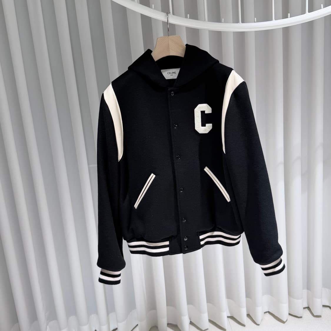 (S/50) / 셀린느 캐시미어 울 테디 바시티 후드 자켓 상품이미지3