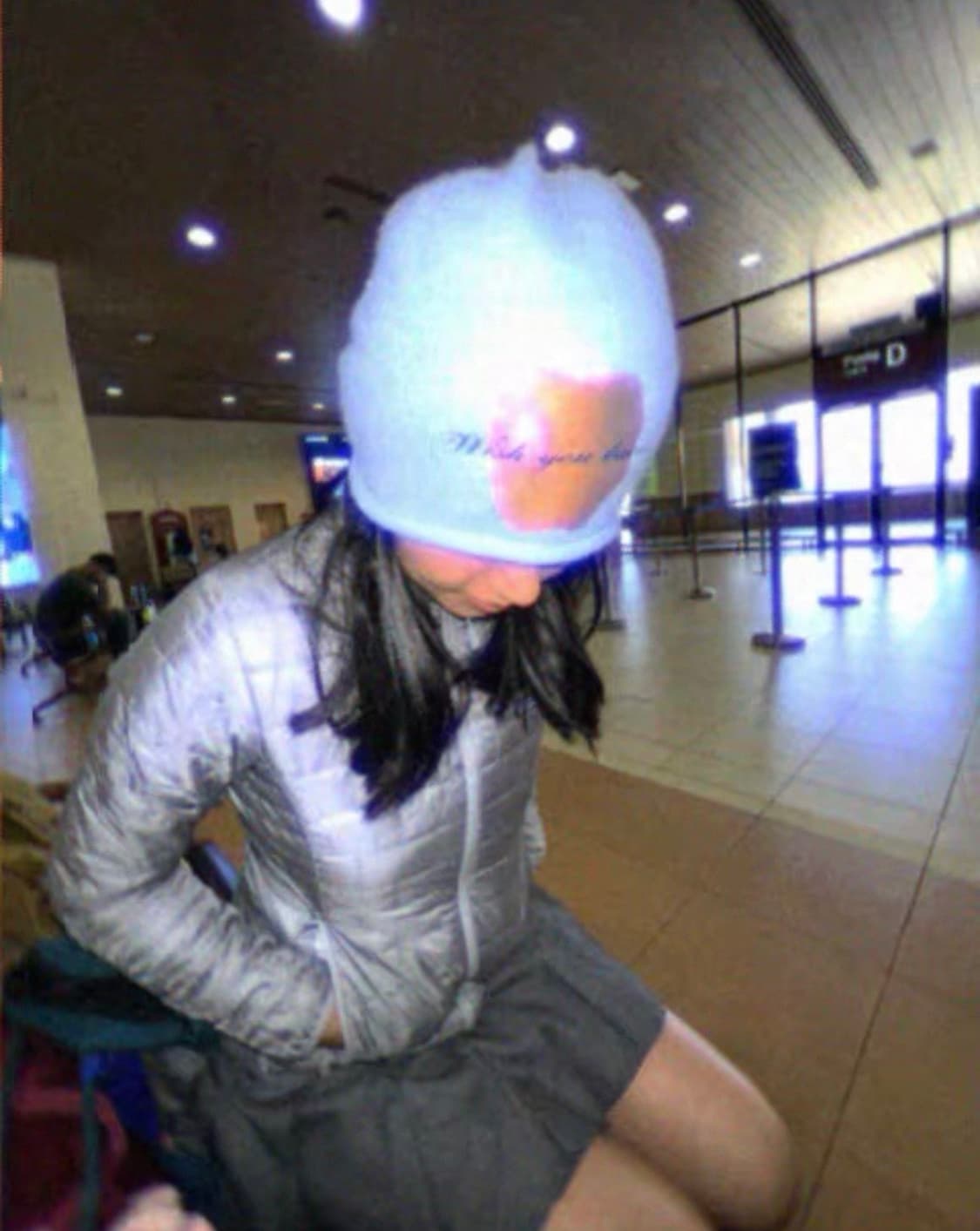 택포) apple printing baby blue beanie 상품이미지1