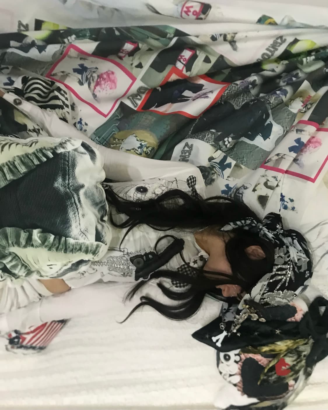 Dark antique Cat-ear floral bandana cap 상품이미지3