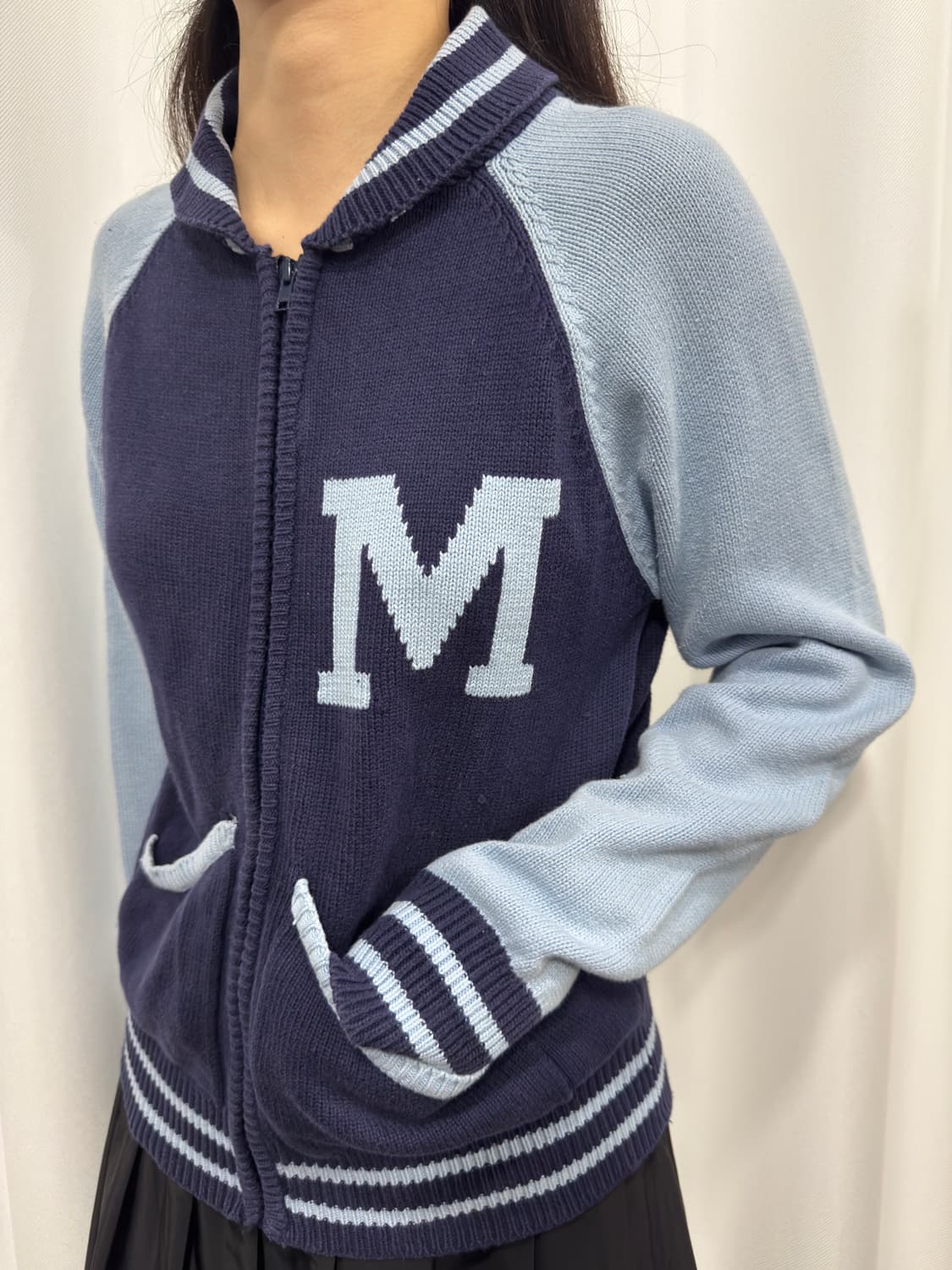 blue knit zipup 상품이미지3