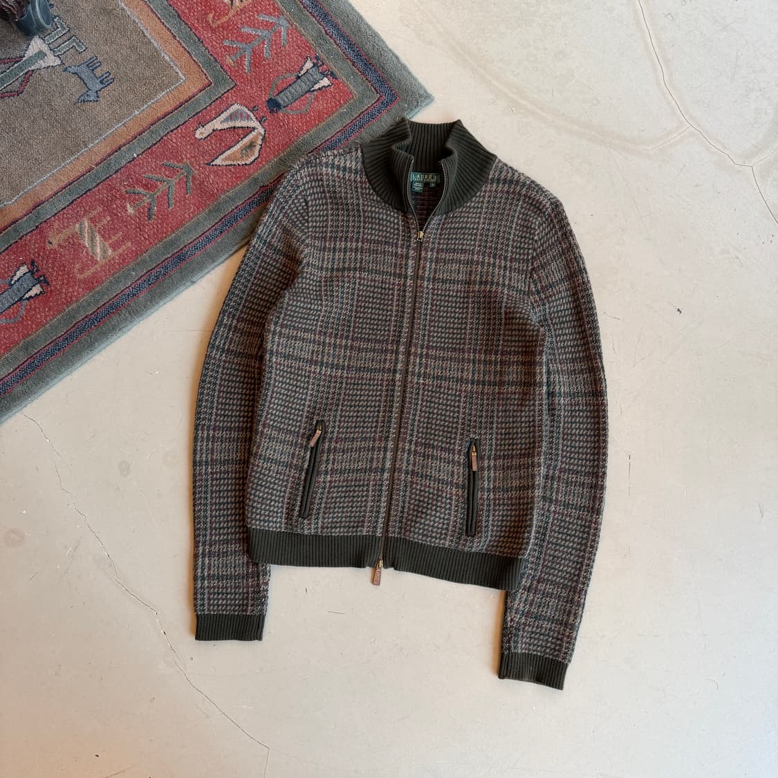 랄프로렌 하운드체크 니트 집업 상품이미지1